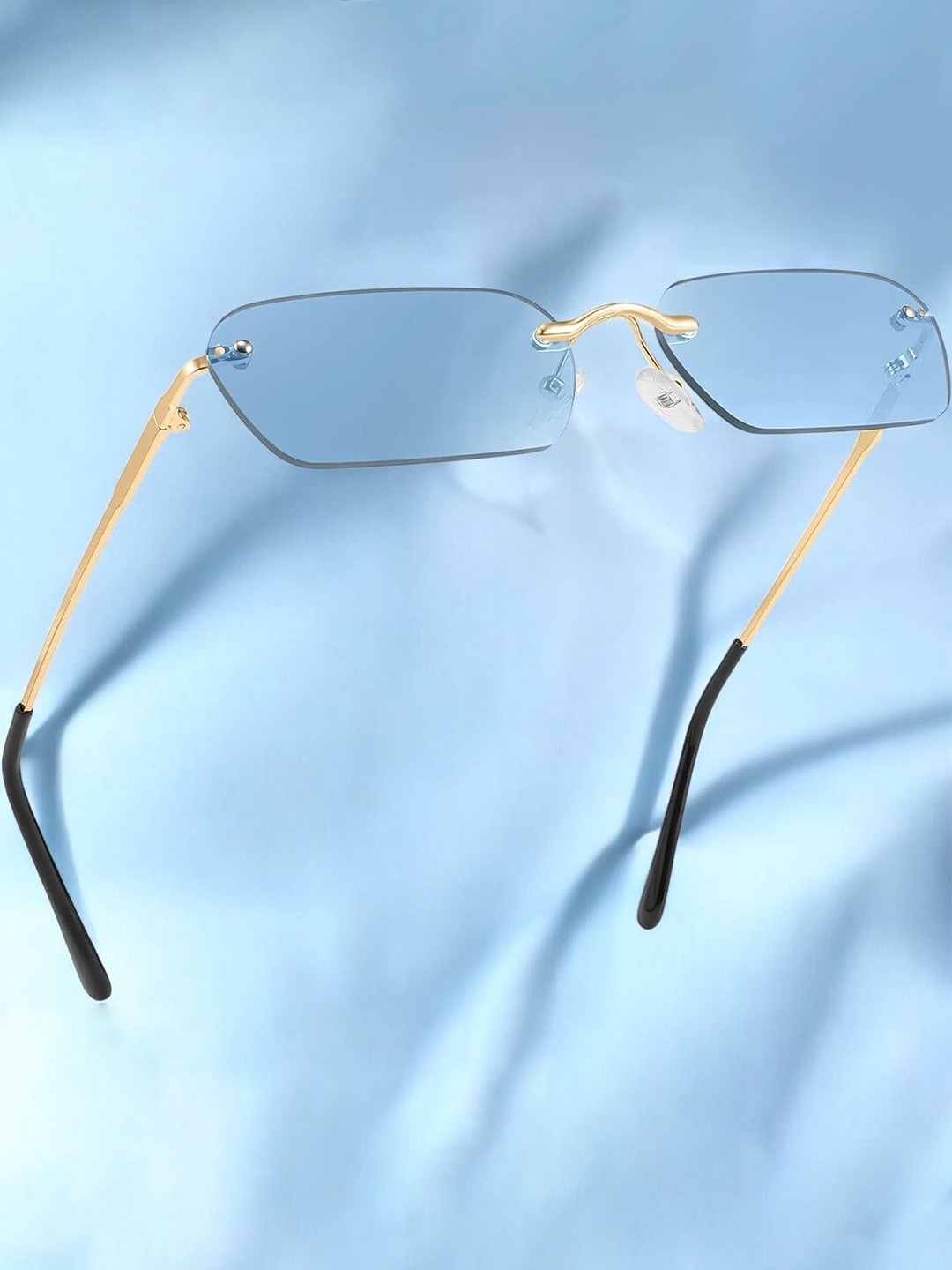 

The Roadster Lifestyle Co Rimless Rectangular Sunglasses, Blue
