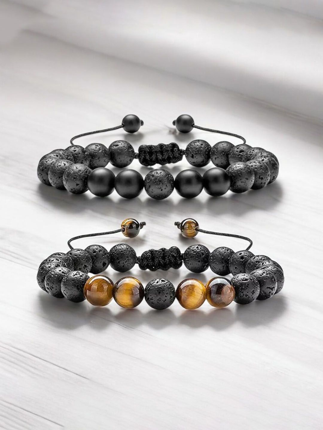 

Jewels Galaxy Men's Pack 2 Adjustable Bracelets, Multi