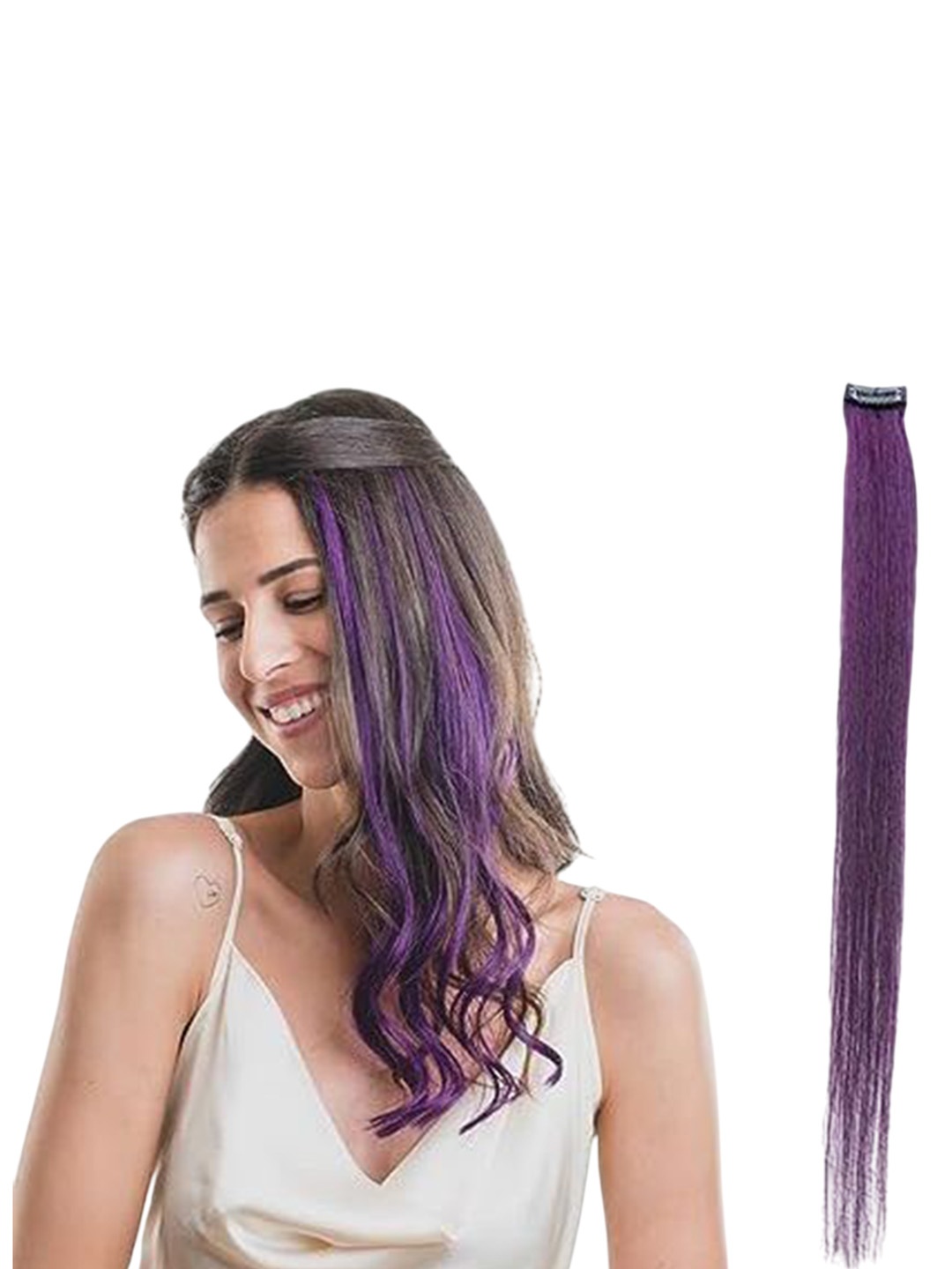 

vister Straight Clip-In Hair Extension - 22 Inch - Purple Streak