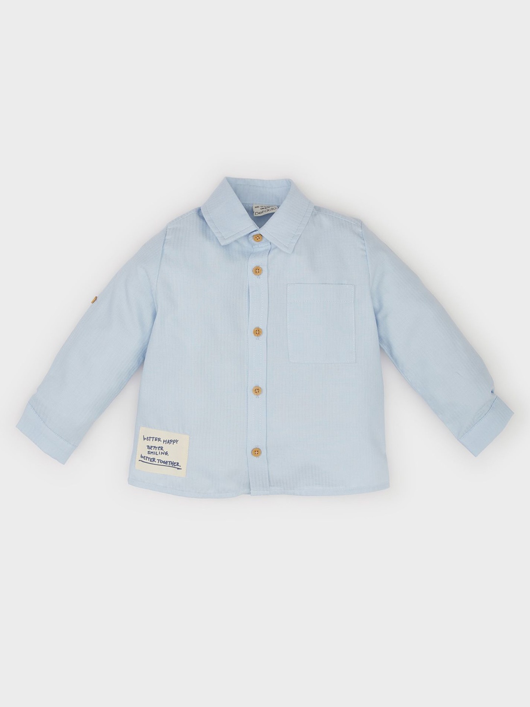 

DeFacto Boys Spread Collar Solid Cotton Casual Shirt, Blue