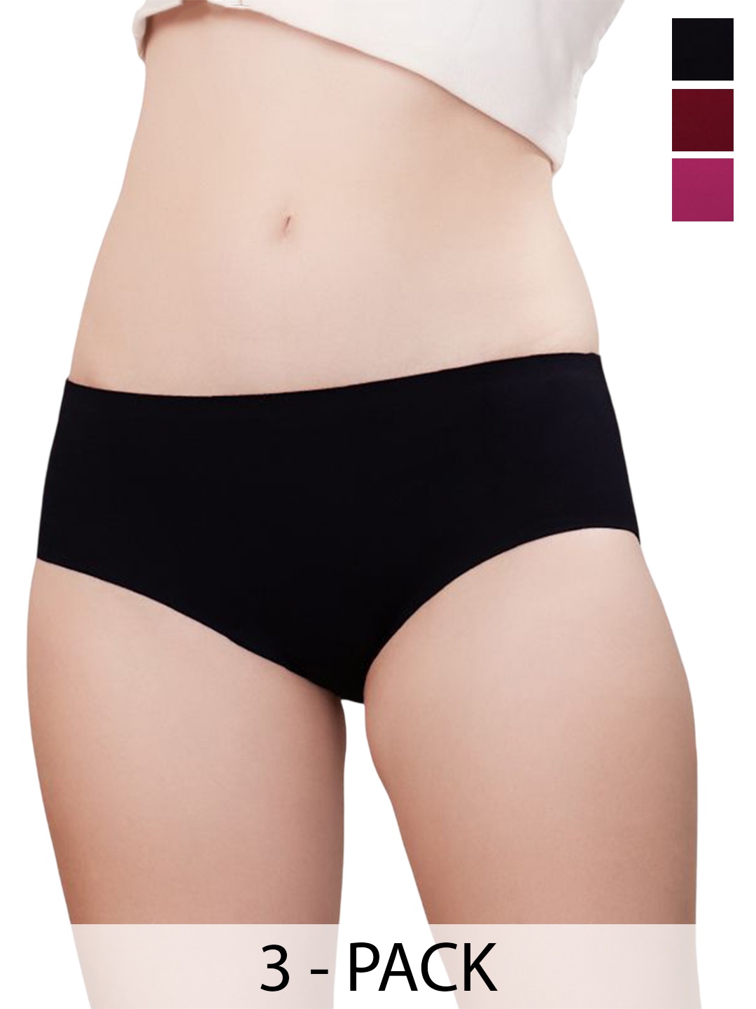 

Trylo Pack Of 3 Inner Waist Band Mid Rise Panties Bliss Mid Waist Panty-Assorted Colours-M