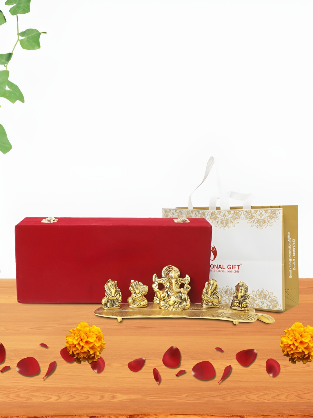 

INTERNATIONAL GIFT Gold-Toned Musical Ganesh Religious Idol Showpiece