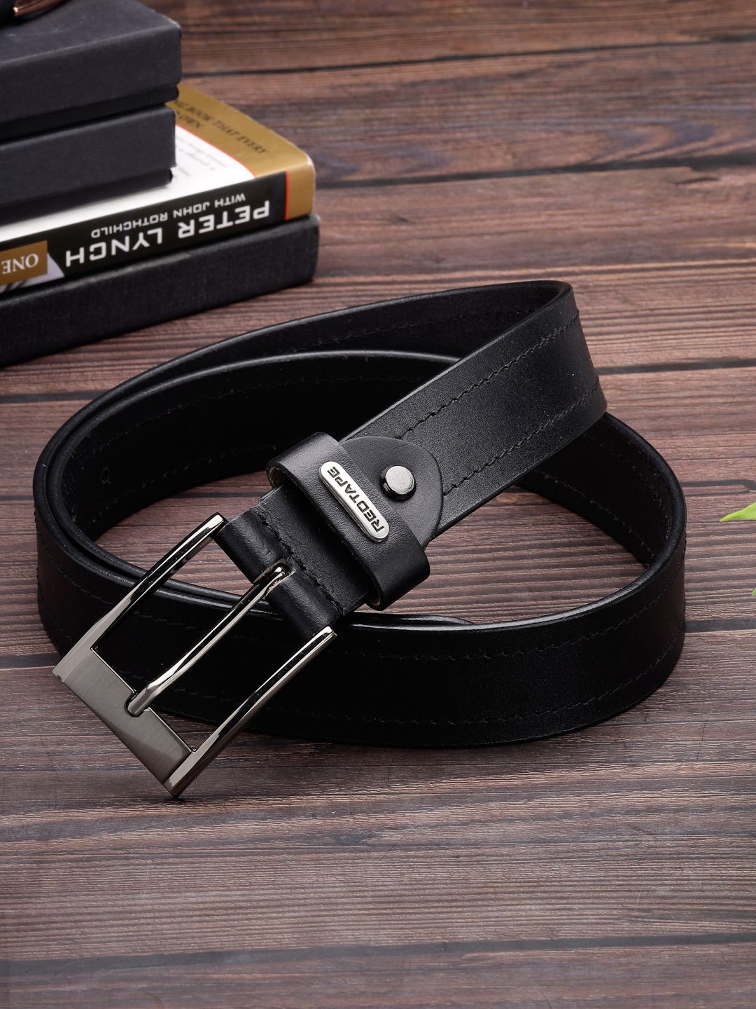 

Red Tape Men Leather Belt, Black
