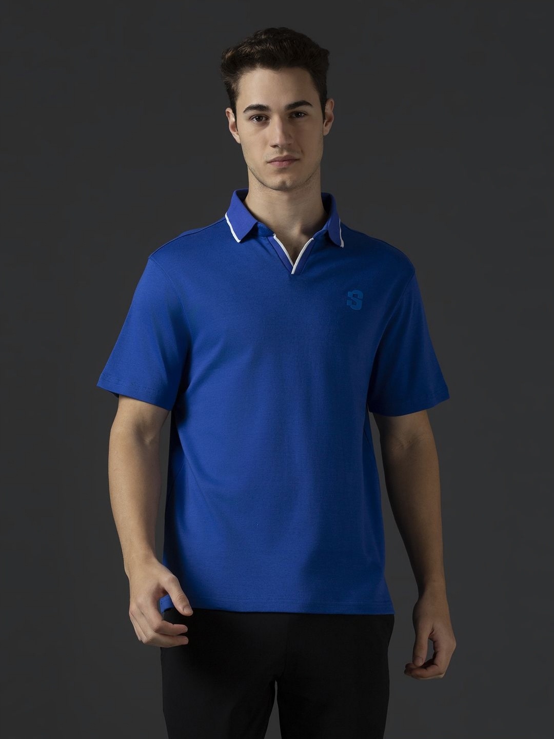 

Supa Men Solid Polo Collar Cotton T-shirt, Blue