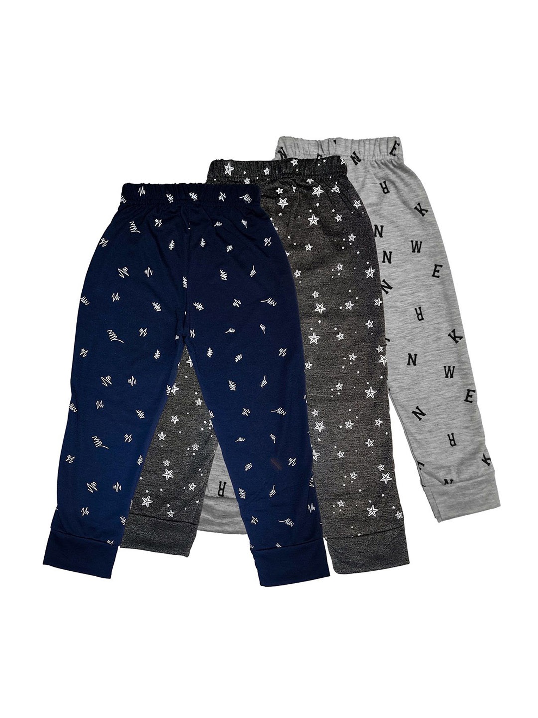 

Surfbae Kids Pack Of 3 Printed Dri-FIT Relaxed Fit Cotton Mid-Rise Joggers, Grey