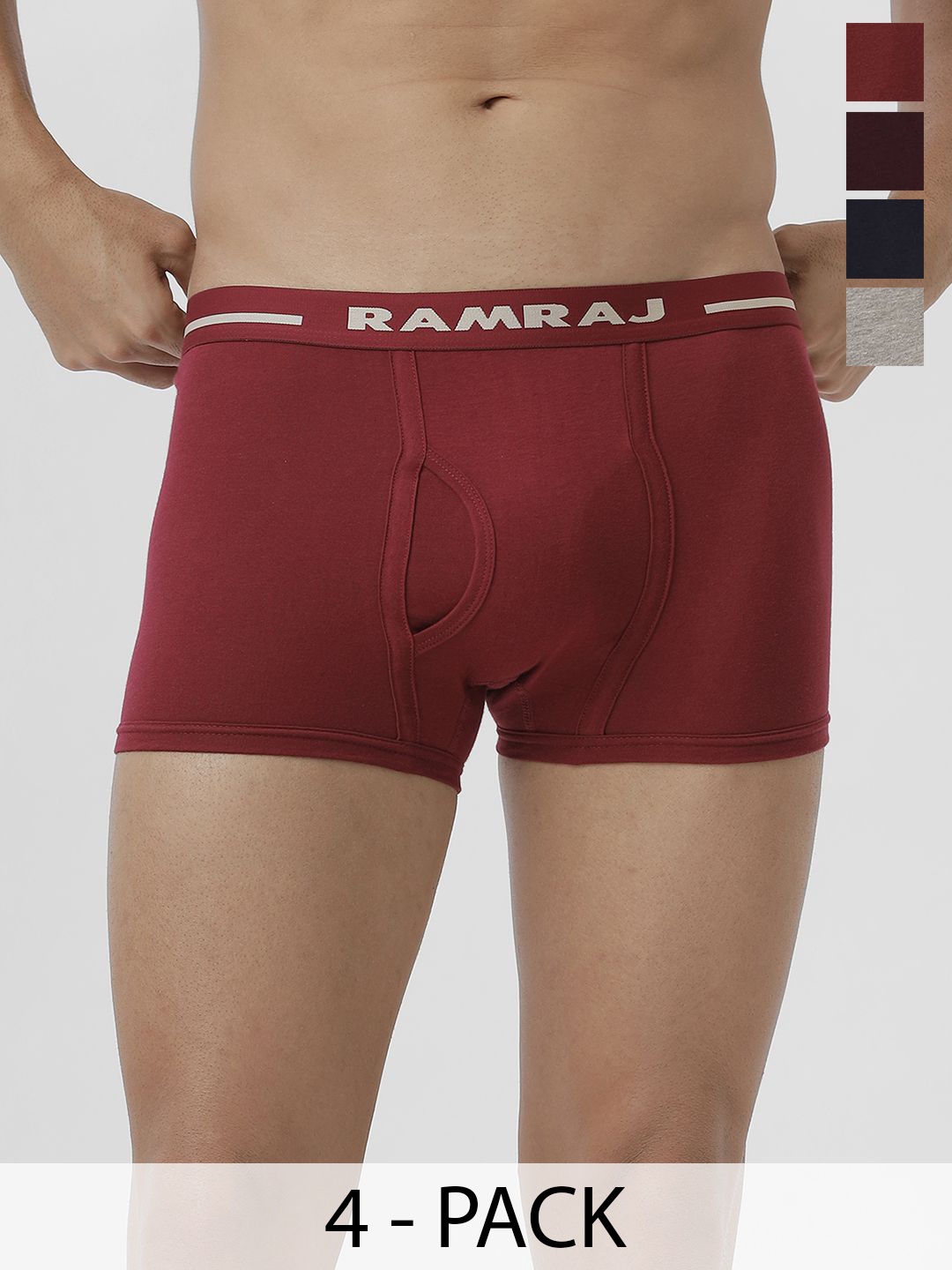 

Ramraj Men Pack Of 4 Pure Cotton Short Trunks VINTRK_NYGMCYGW-4P, Navy blue