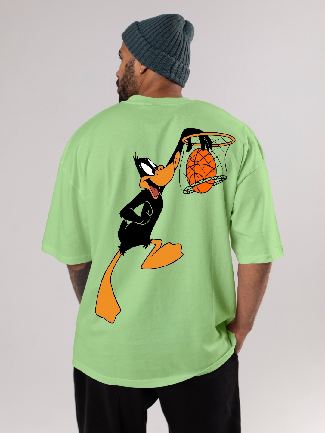 

FLYIND VOGUE OUTFIT Men Looney Tunes Bio Finish Graphic Printed Cotton Oversized T-shirt, Green