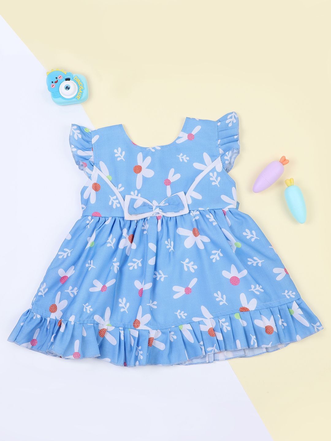 

Macwin Girls Floral Print Flutter Sleeve Fit & Flare Dress, Blue