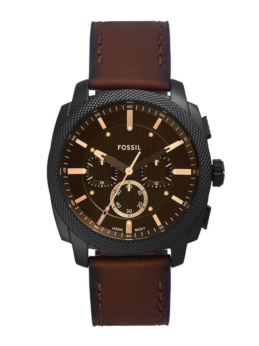 

Fossil Men Skeleton Dial & Leather Straps Reset Time Analogue Watch FS6101, Brown