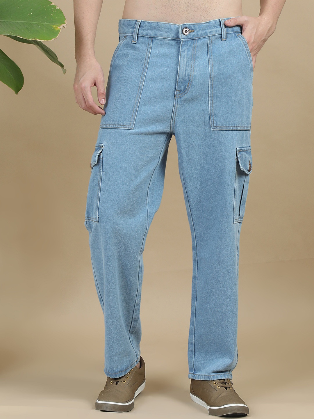 

Mast & Harbour Men Comfort Wide Leg Jeans, Blue