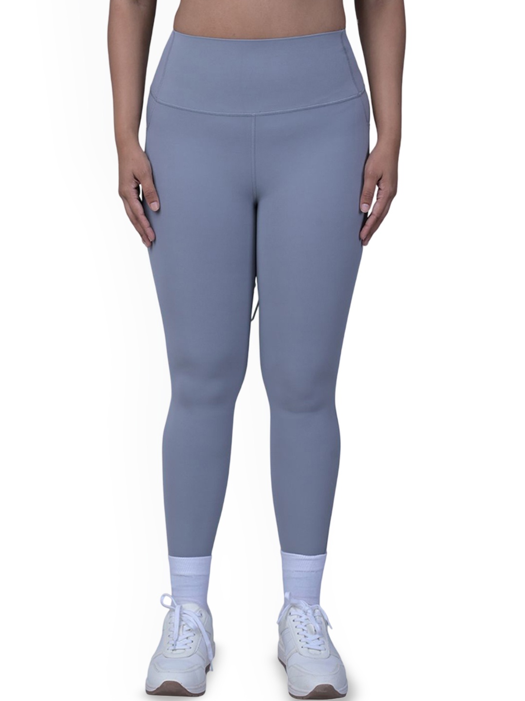 

Yoginis Activewear Women Solid Gym Tights with Side Pockets, Grey