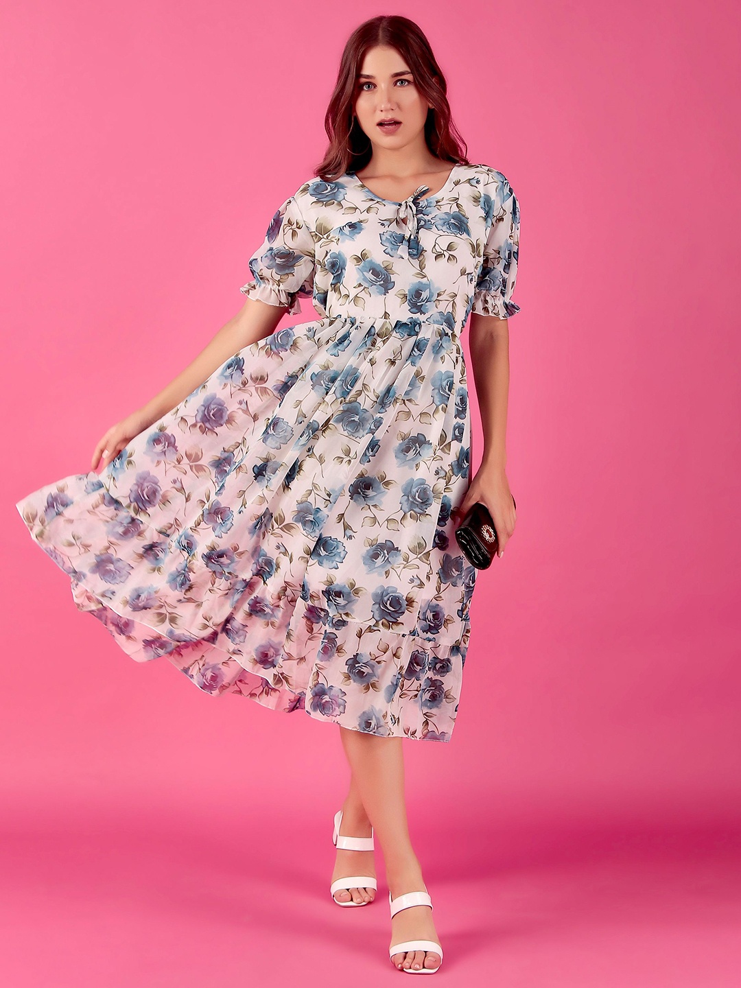 

KASHIAN Women Floral Printed Dress, Blue