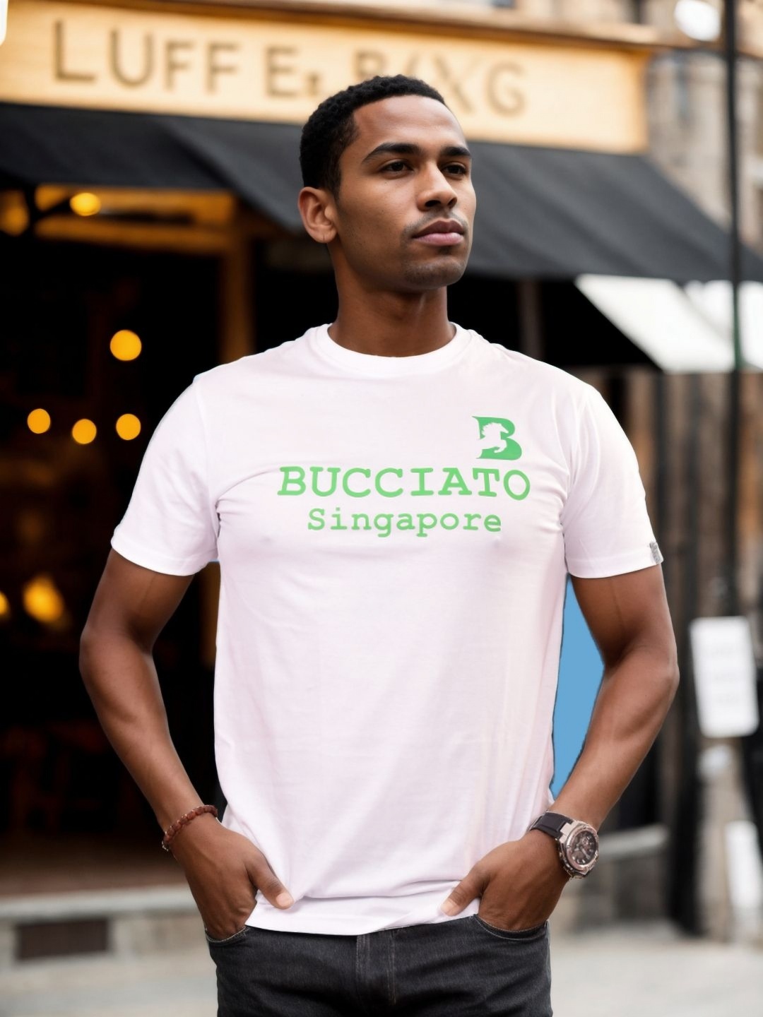 

Bucciato Private Limited Men Typography Printed Round Neck Cotton T-shirt, White