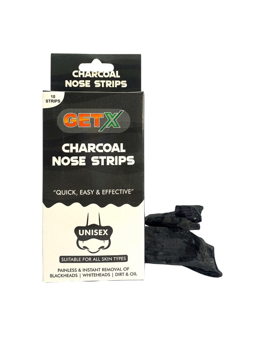 

GETX Charcoal Nose Strips - 10 Strips, Black