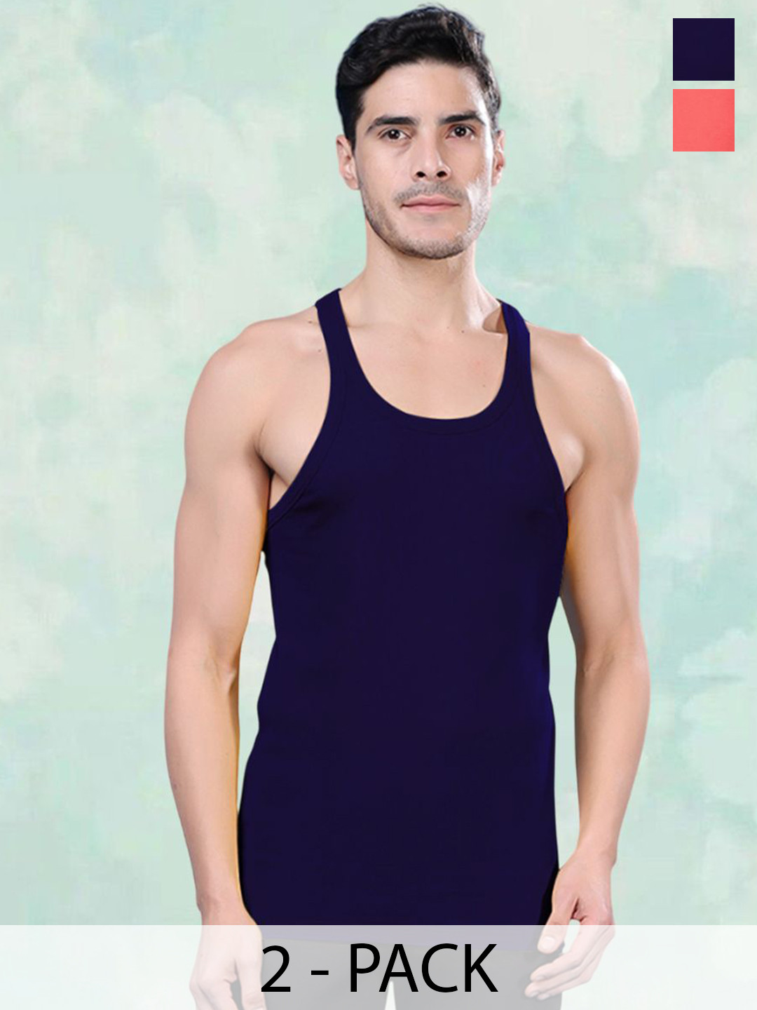 

FBAR Men Pack Of 2 Cotton Gym Innerwear Vests, Blue