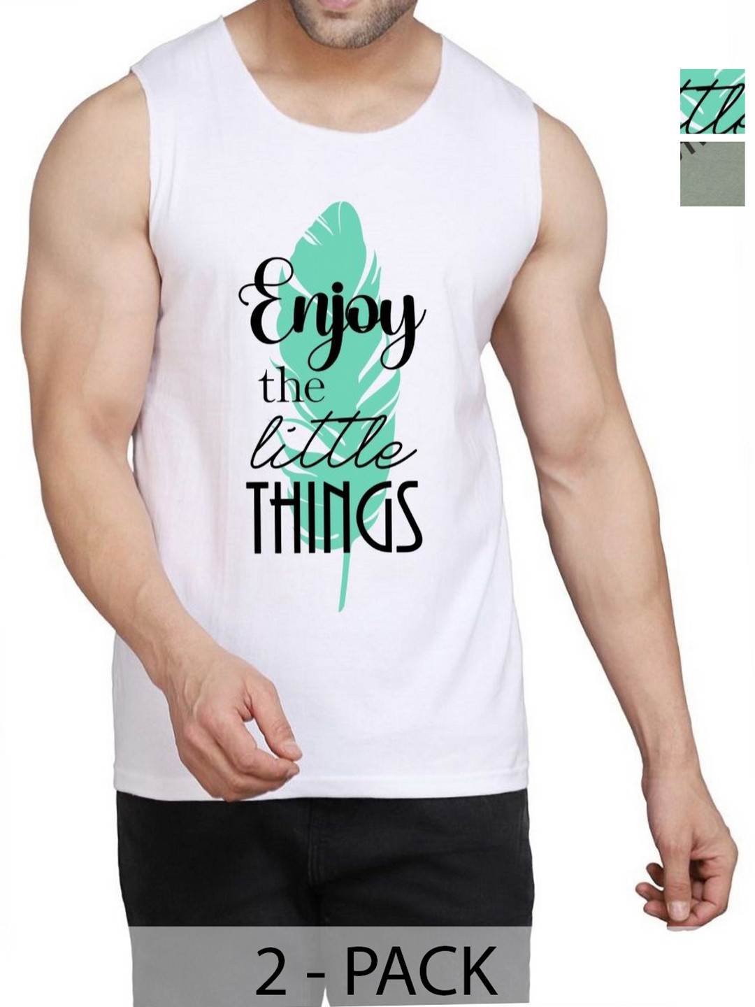 

WOOSTRO Men Pack Of 2 Typography Printed Round Neck Cotton Slim Fit T-shirts, White