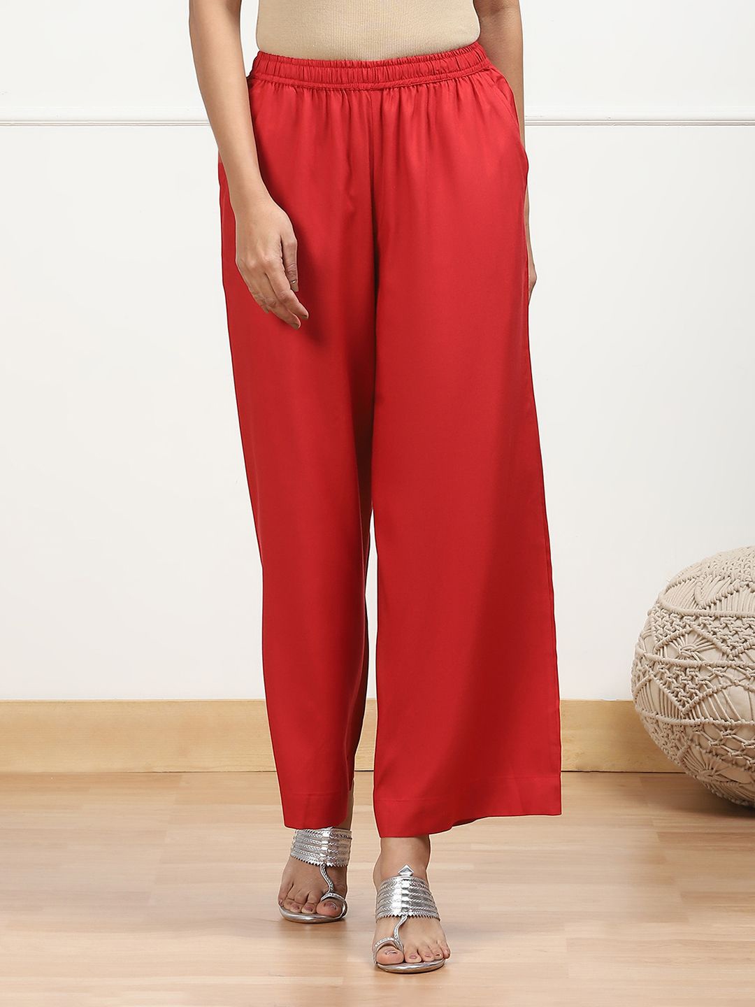 

Biba Women Knitted Flared Palazzos, Red
