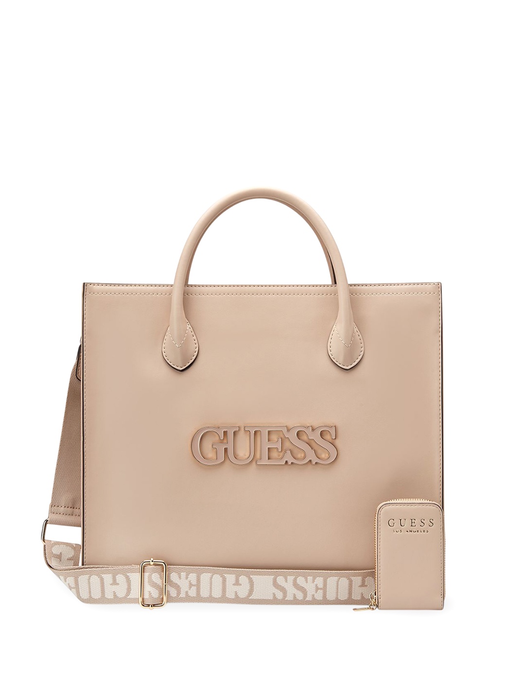 

GUESS PU Structured Shoulder Bag with Tasselled, Beige