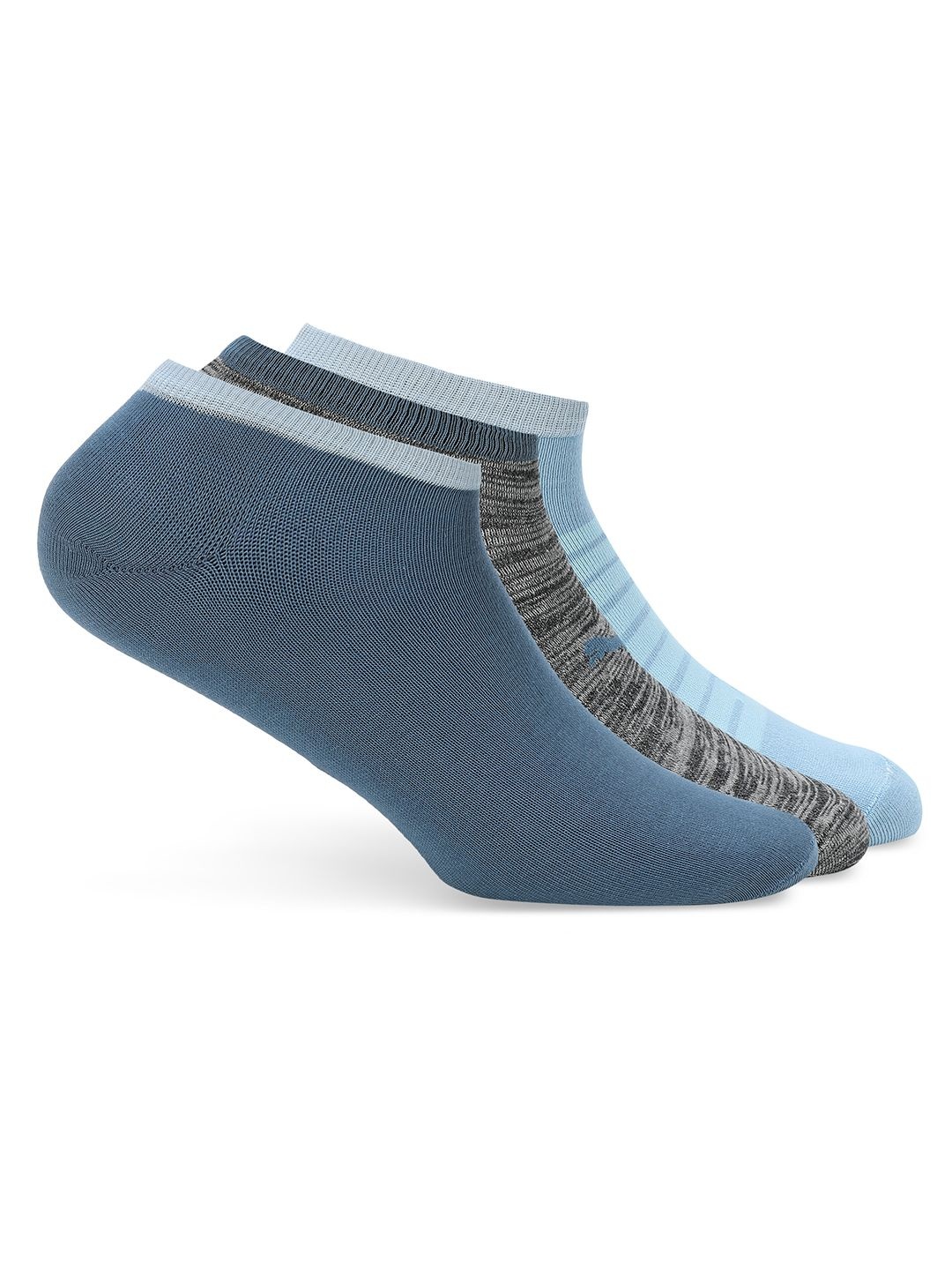 

Puma Unisex Pack Of 3 Cotton Contrast Sneaker Socks, Blue