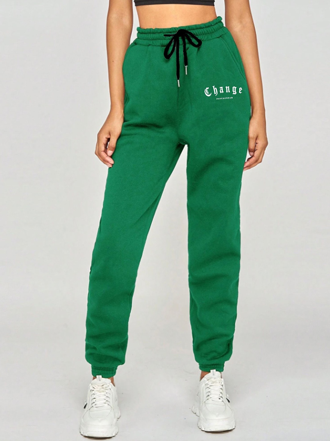 

SAAHASAM Women Printed Relaxed Slim Fit Joggers, Green
