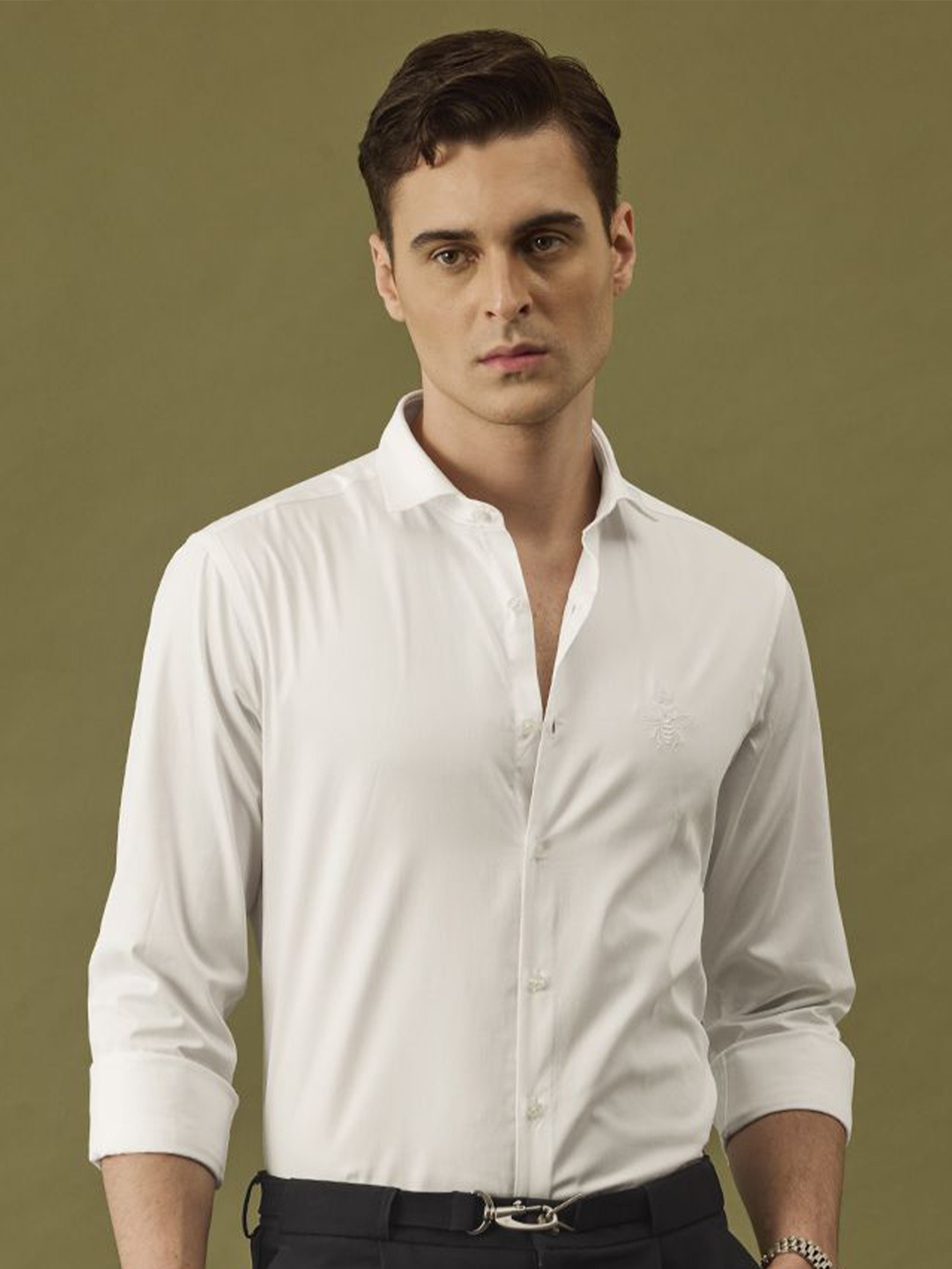 

Snitch Men Classic Slim Fit Opaque Formal Shirt, White