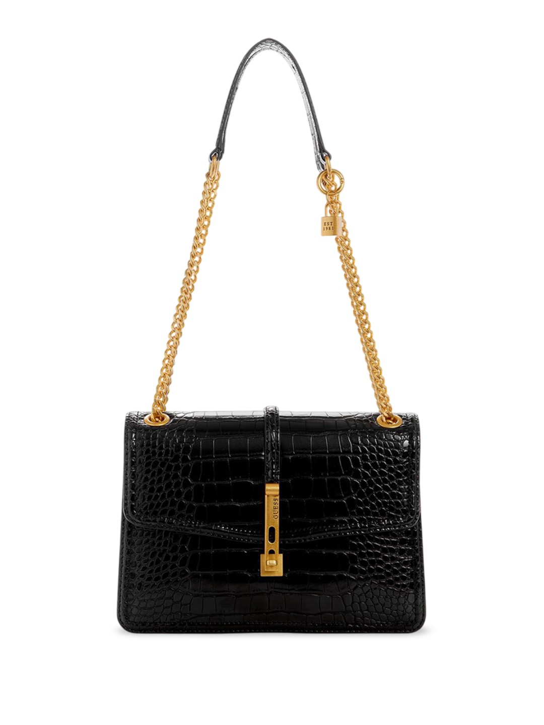 

GUESS Textured PU Structured Shoulder Bag, Black
