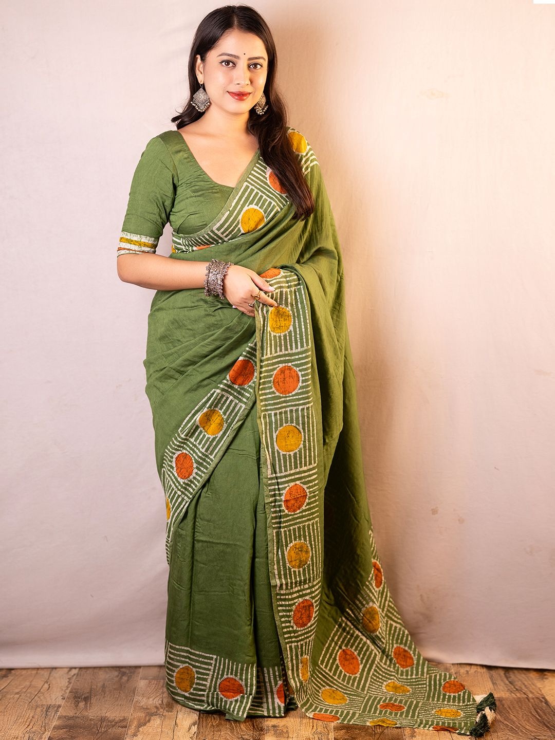 

Mitera Chanderi Saree, Green