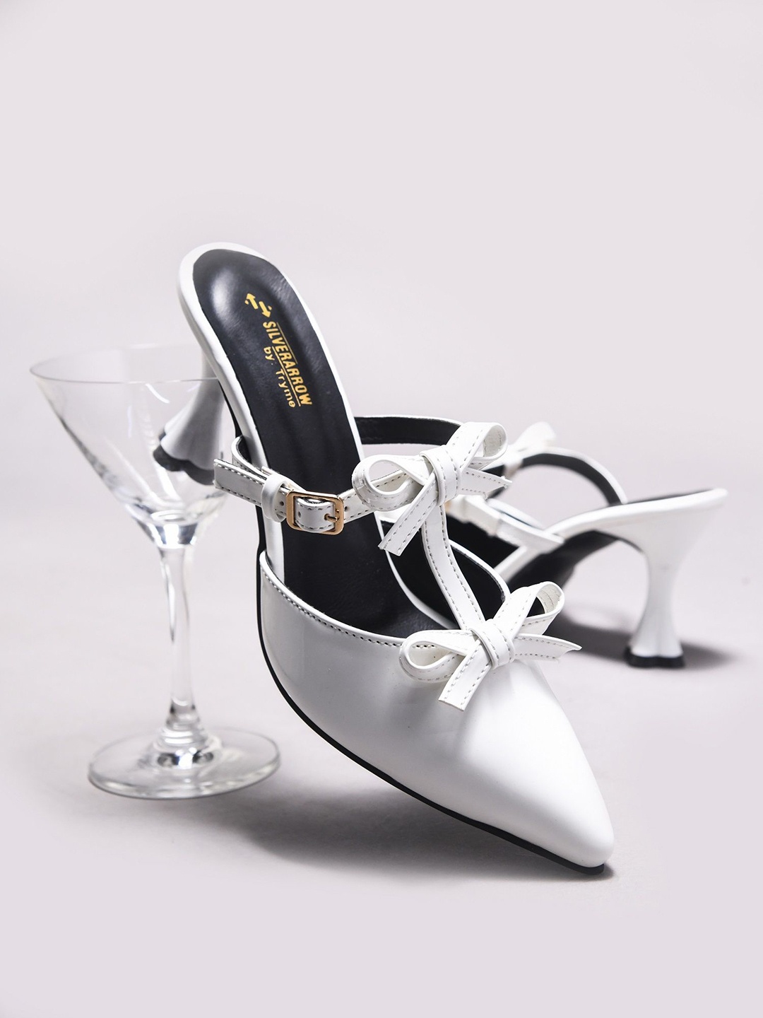 

TRYME Party Stiletto Mules, White