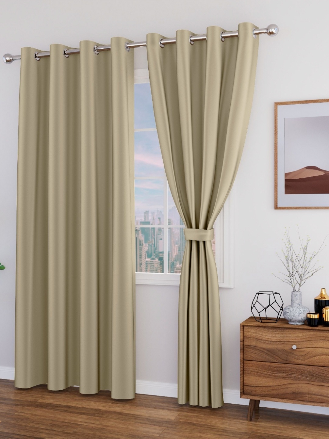 

Myntra Elegant Homes Meh Collection Beige 2 Pieces Black Out Window Curtain