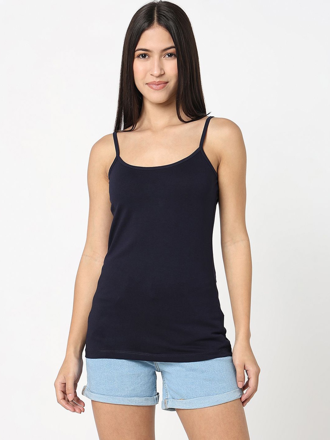 

R&B Cotton Non Padded Camisole, Navy blue