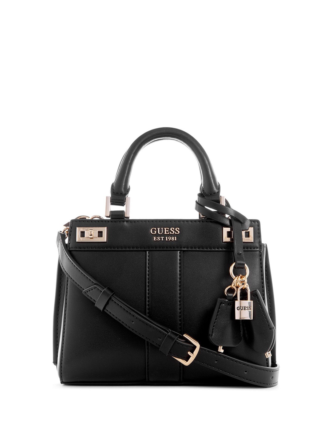 

GUESS PU Structured Satchel with Tasselled, Black