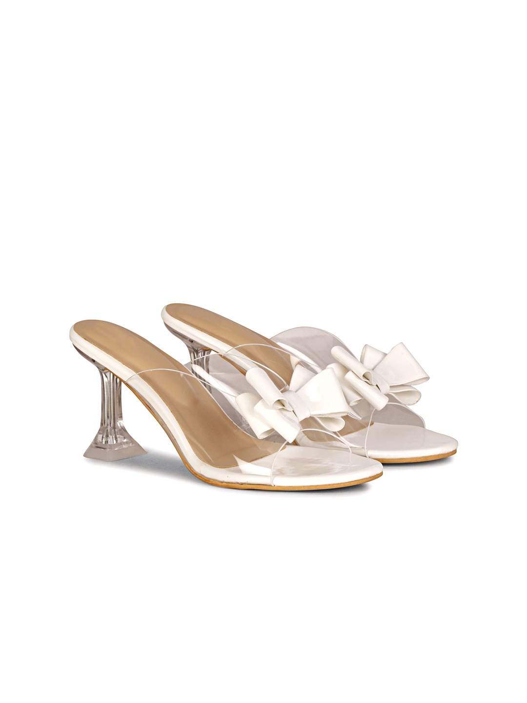 

Commander Shoes Women High-Top Stiletto Sandals with Bows, White