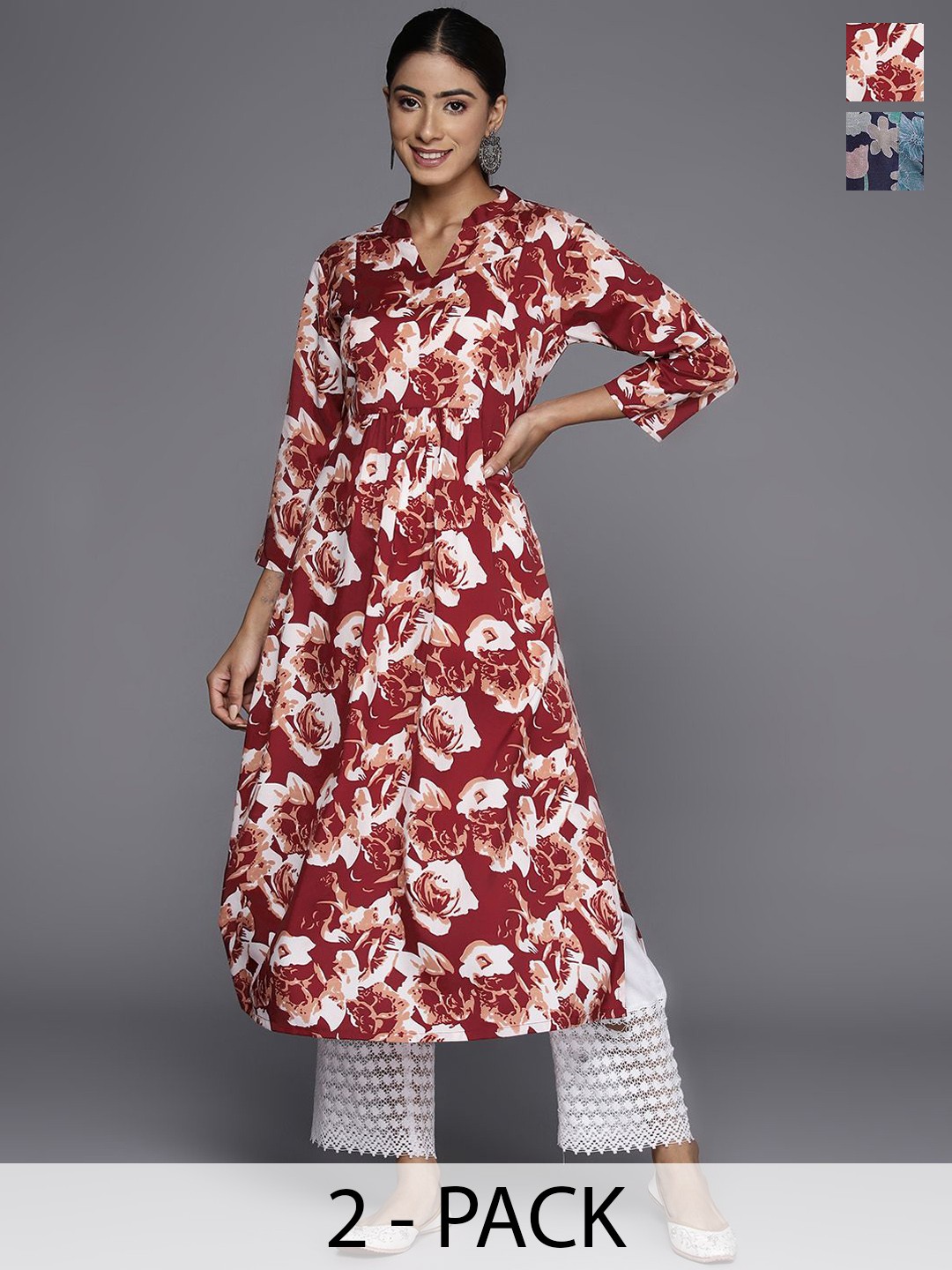 

Varanga Women Floral Printed Kurta, Blue