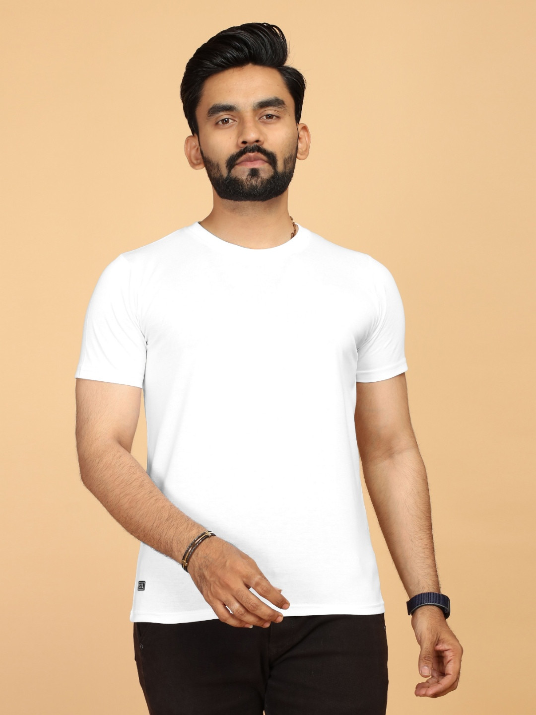 

FABRIPPLE Men Raw Edge T-shirt, White