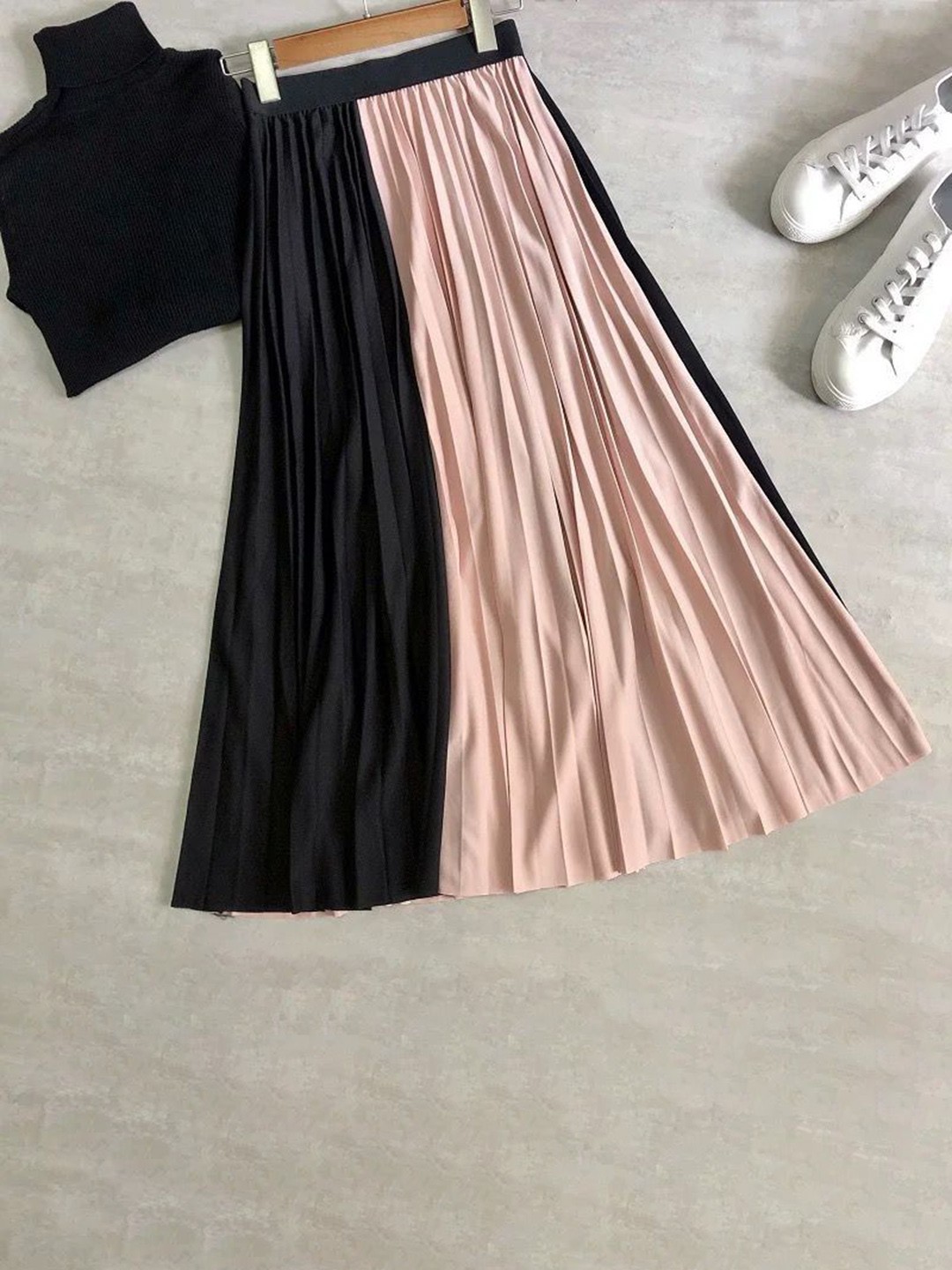 

MADE FOR HER LABEL Duo Tone Pleated Midi Skirt For Women, Pink