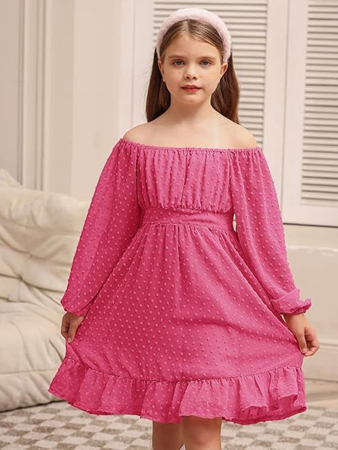 

R Cube Georgette Fit & Flare Midi Dress, Pink