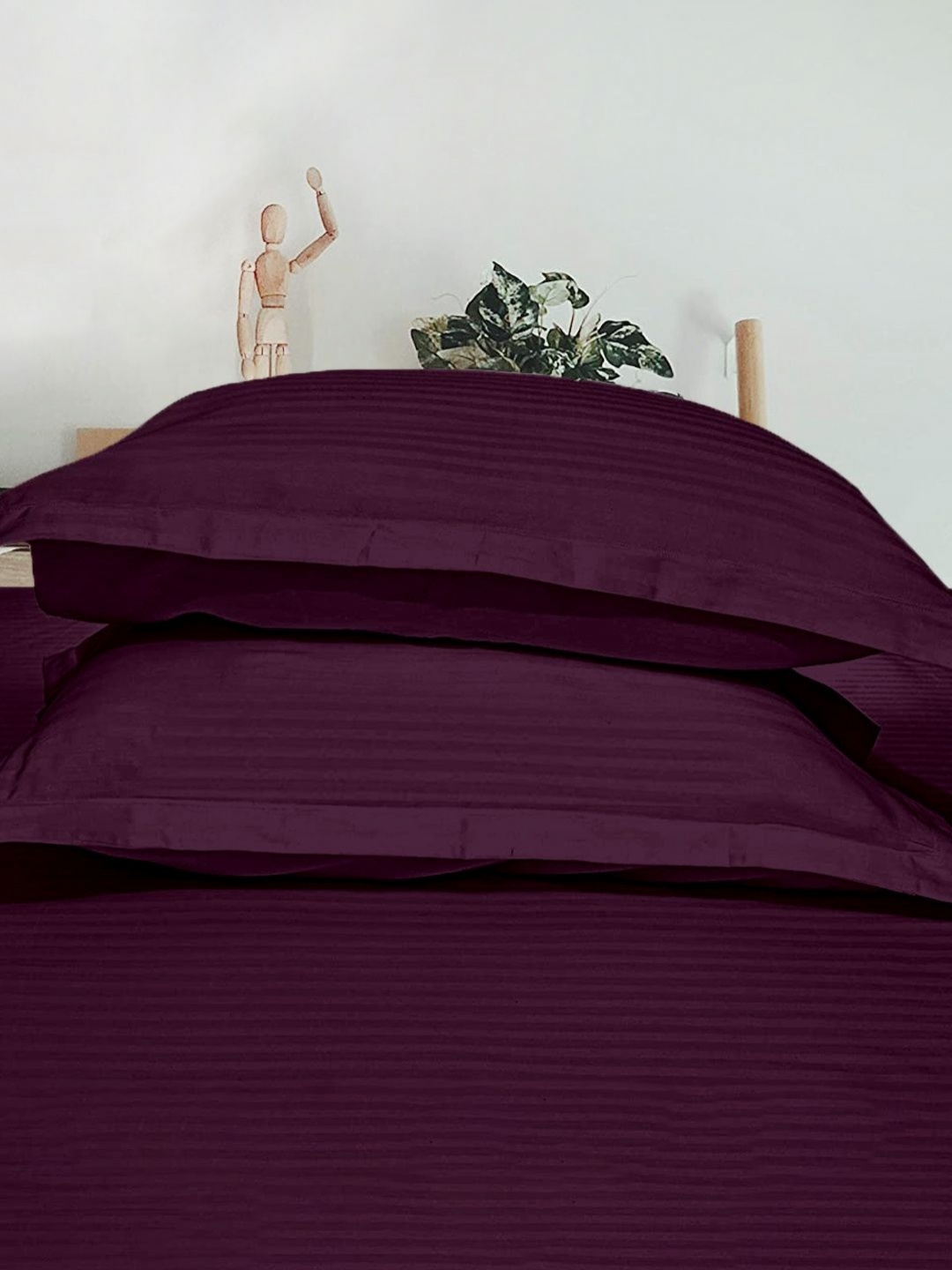 

Enchant Home Purple 2 Pieces Striped Pure Cotton Rectangle Pillow Covers