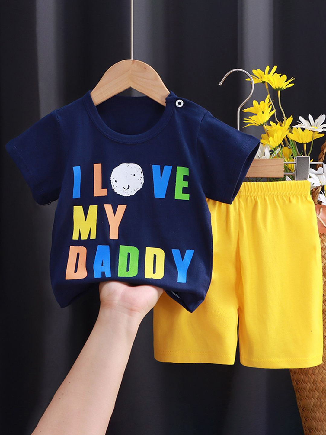 

Bold N Elegant Boys Printed Pure Cotton T-shirt With Shorts, Navy blue