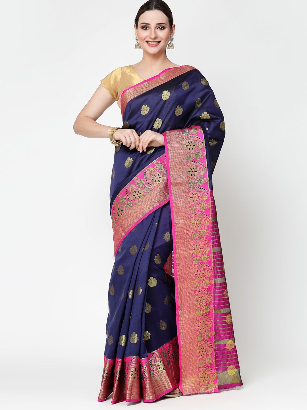 

RAJUL Woven Design Zari Banarasi Saree, Navy blue