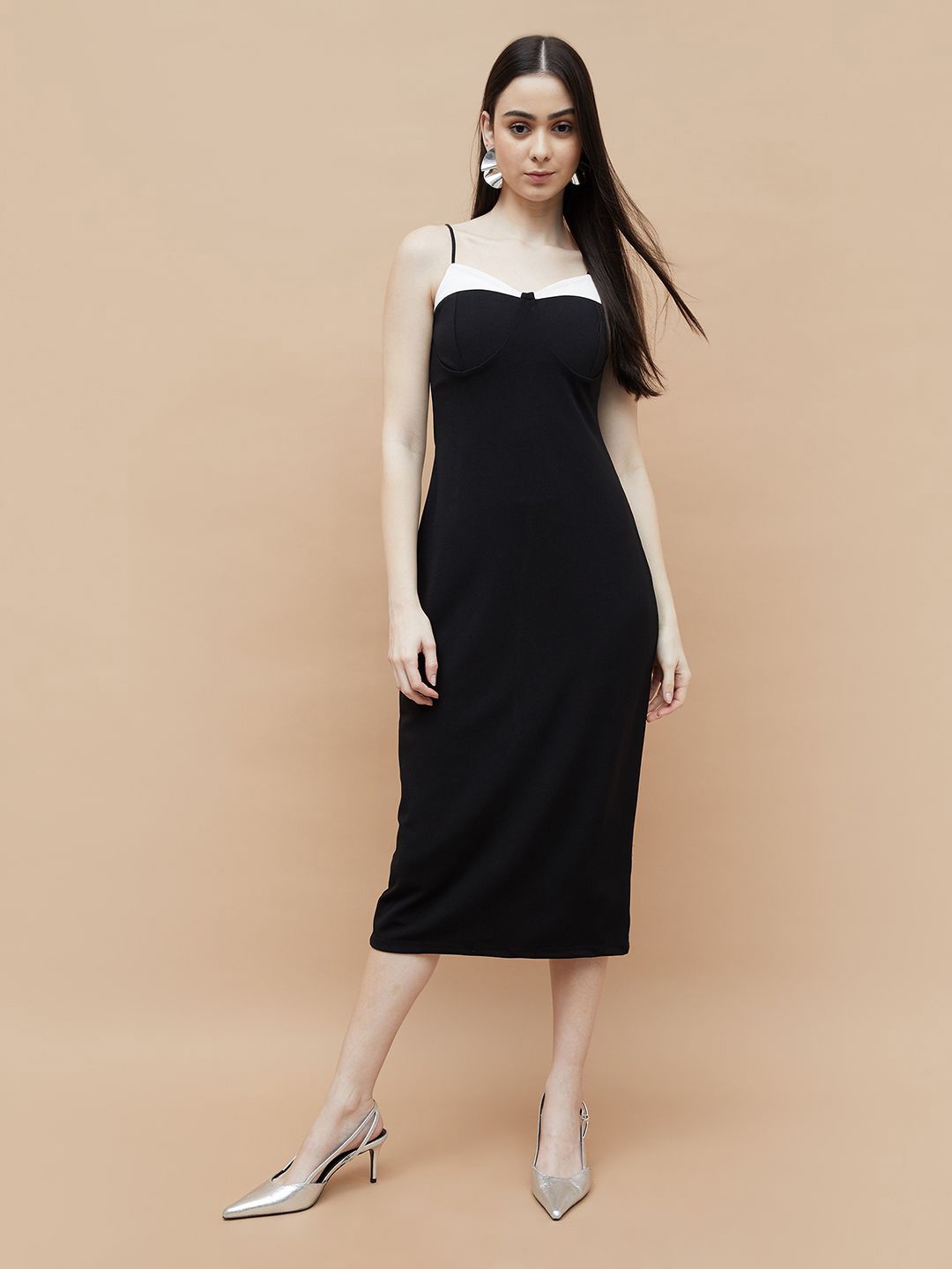 

Ginger by Lifestyle Sheath Shoulder Straps Sleeveless Midi Dress, Black