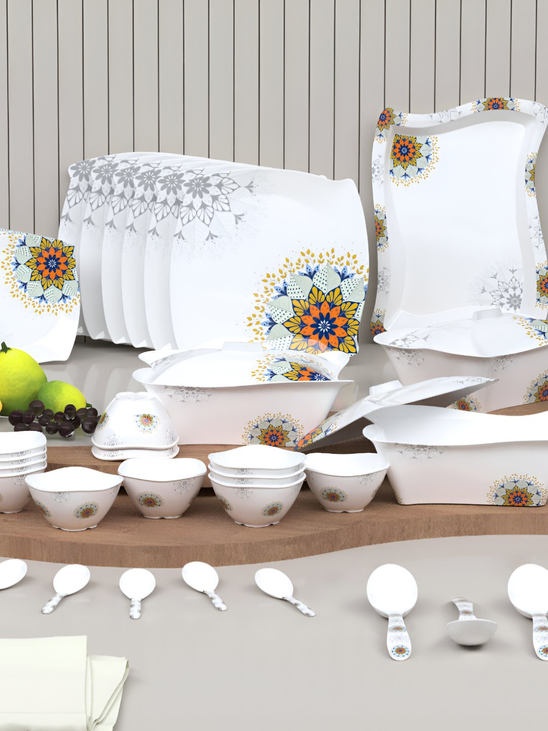 

Castleite Marvella White 40 Pieces Floral Printed Melamine Dishwasher Safe Dinner Set