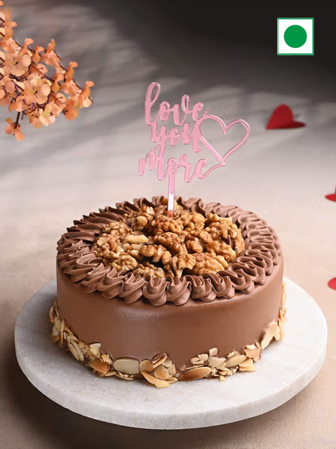 

Floweraura Walnut Choco Flavor Eggless RoundCake3Kg, Brown