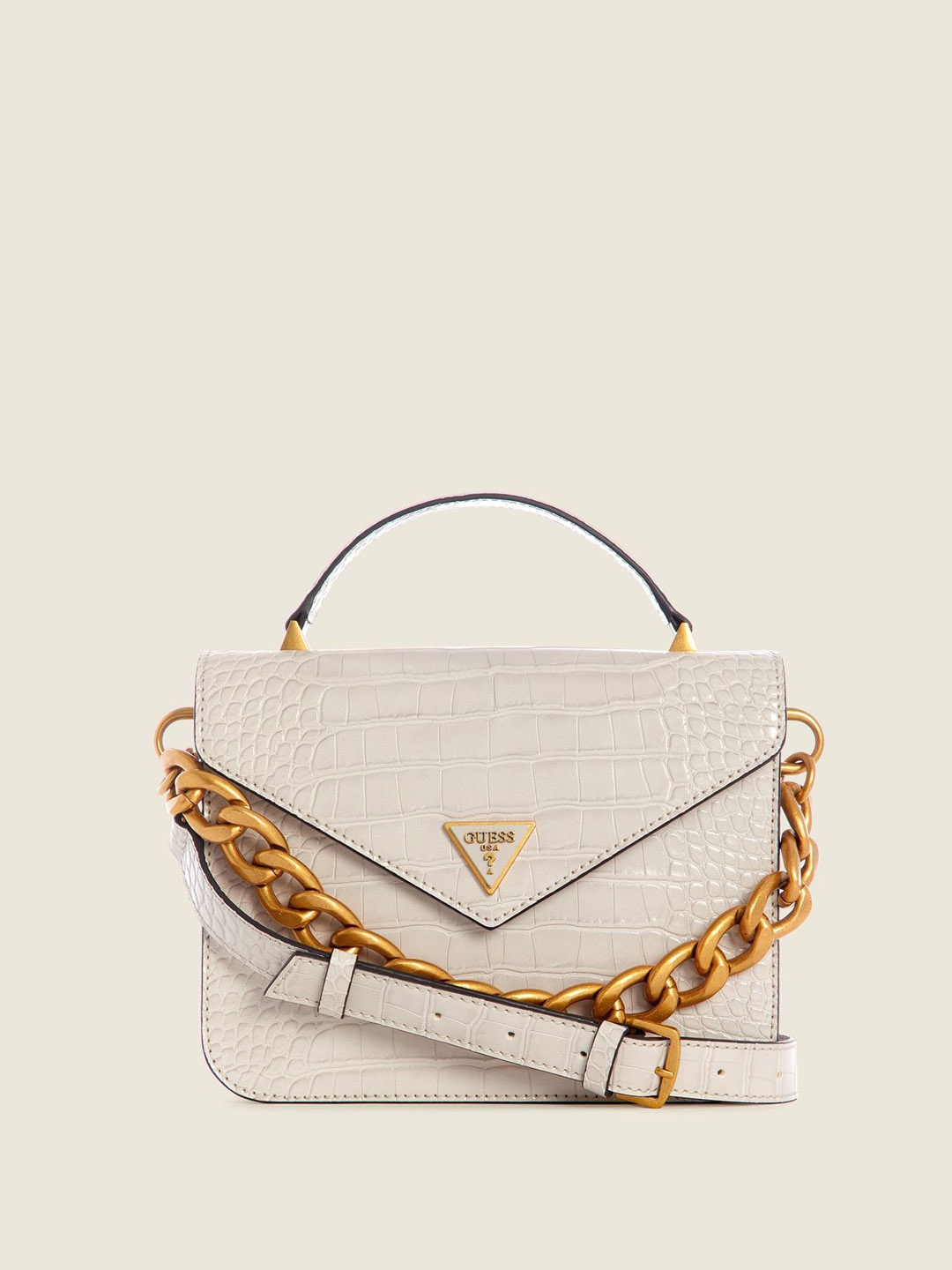 

GUESS Textured PU Structured Satchel with Bow Detail, Grey