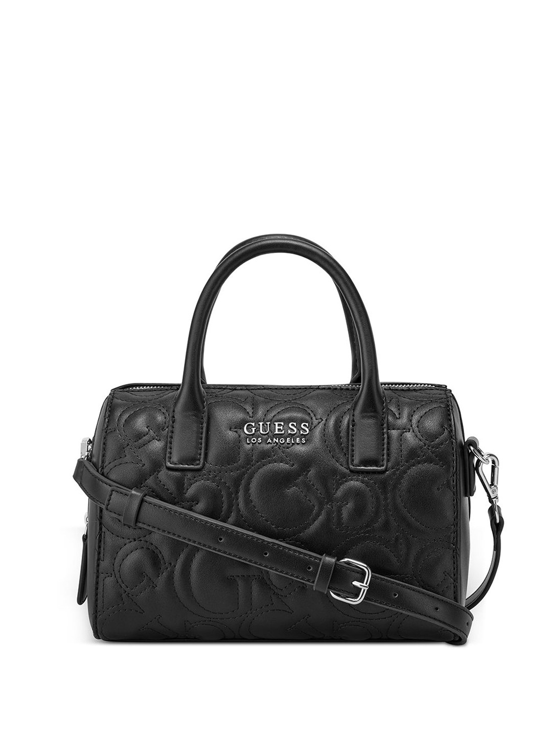 

GUESS Textured PU Structured Satchel with Quilted, Black