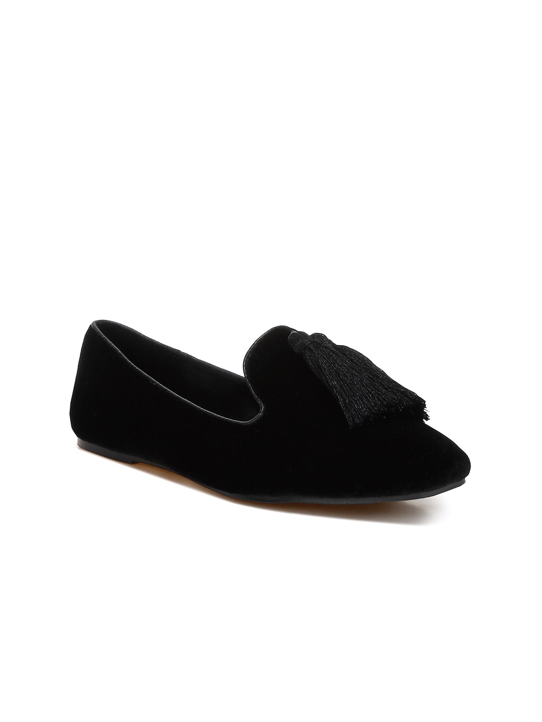 

RAG & CO Women Velvet Loafers, Black