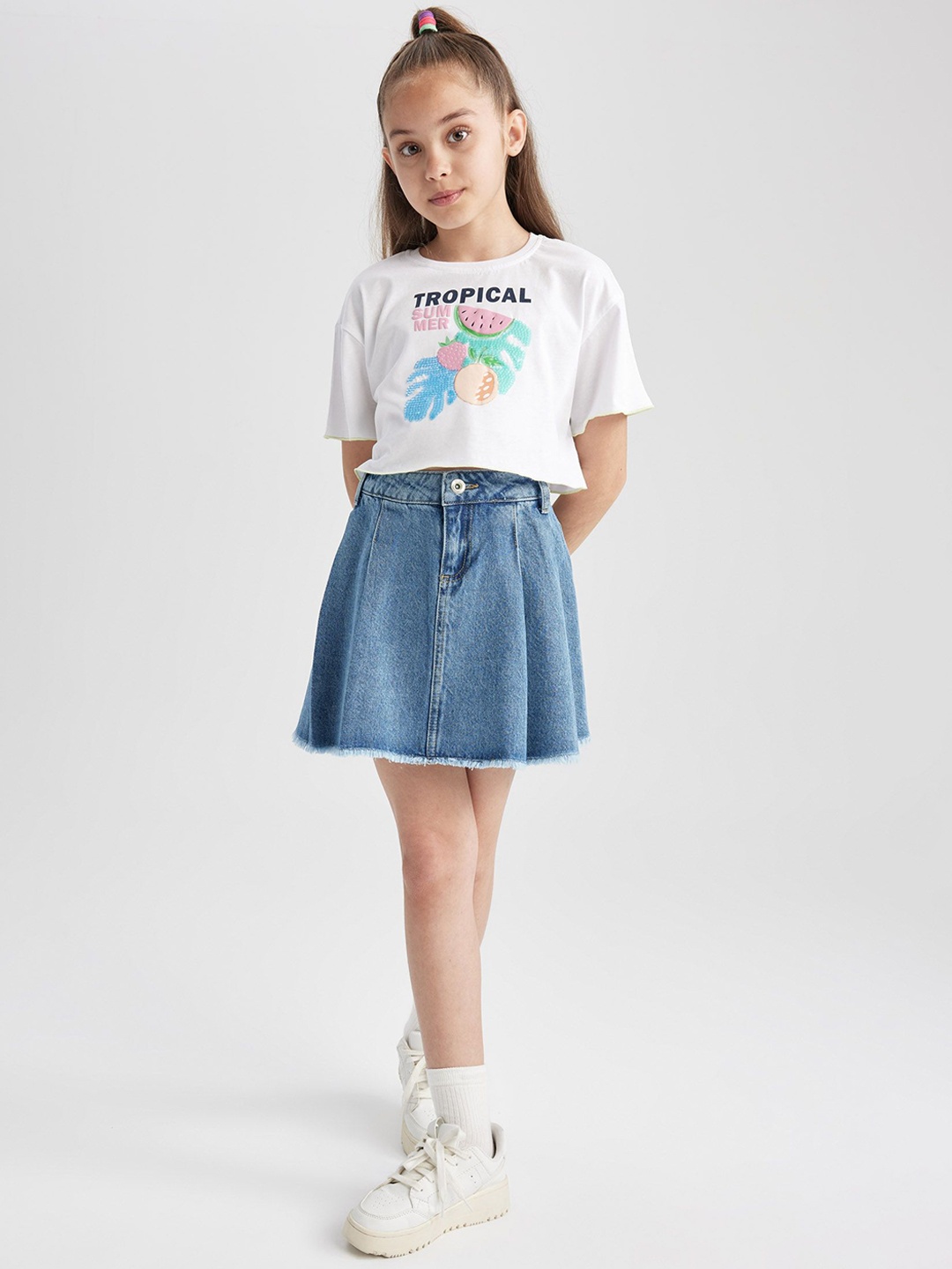 

DeFacto Girls A-Line Mini Skirt, Blue