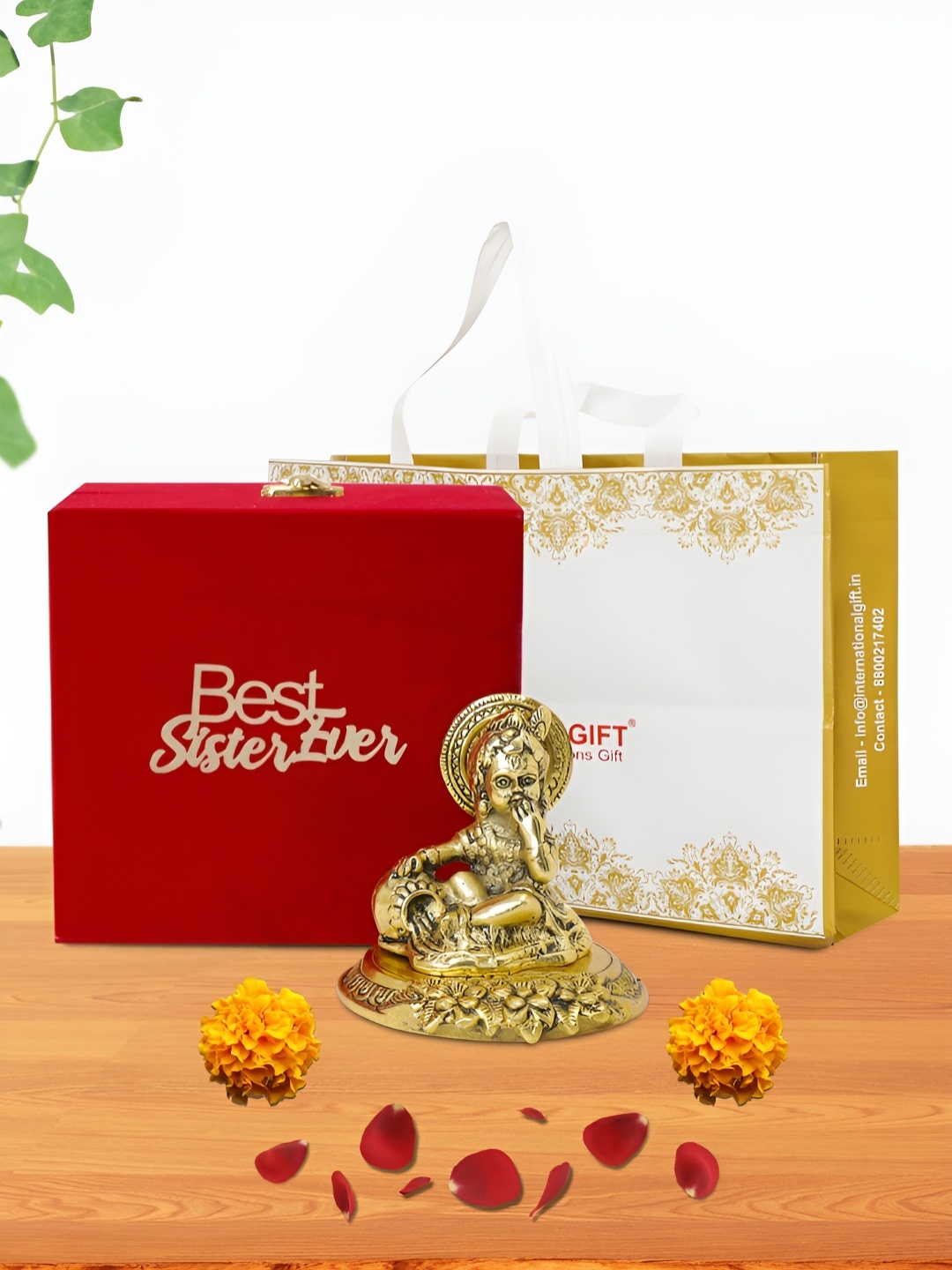 

INTERNATIONAL GIFT Gold-Toned Laddu Gopal Religious Idol Showpiece