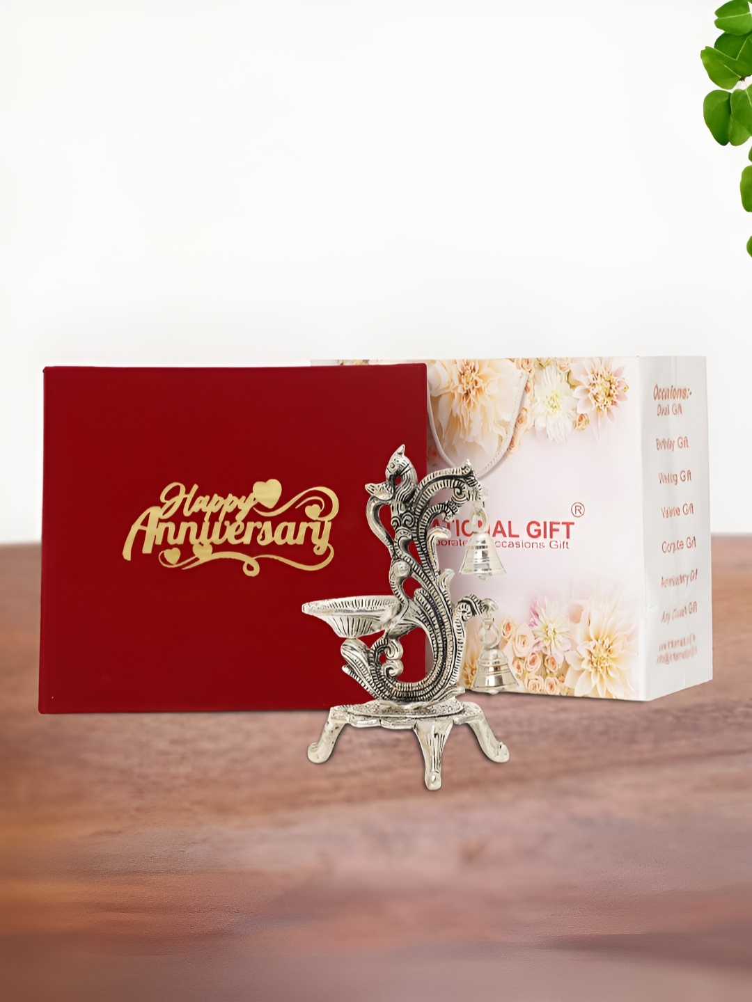 

INTERNATIONAL GIFT Silver-Plated Jyot Diya Stand With Box And Bag