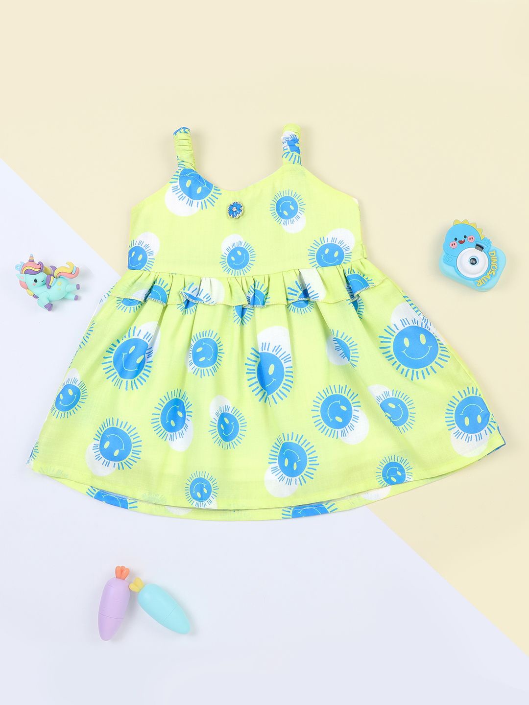 

Macwin Girls Printed Fit & Flare Dress, Yellow