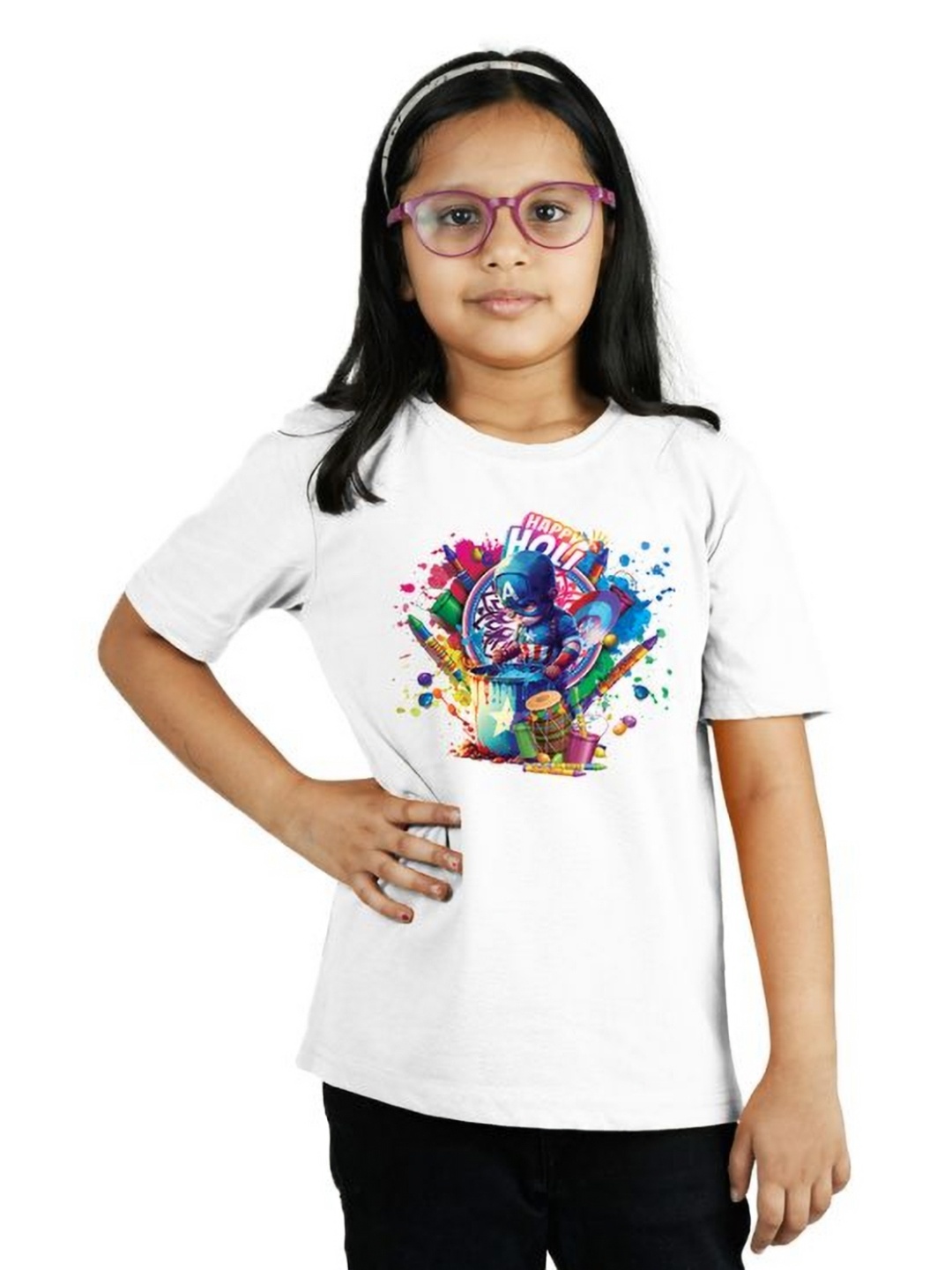 

Chombooka Girls Graphic Printed Round Neck T-shirt, White